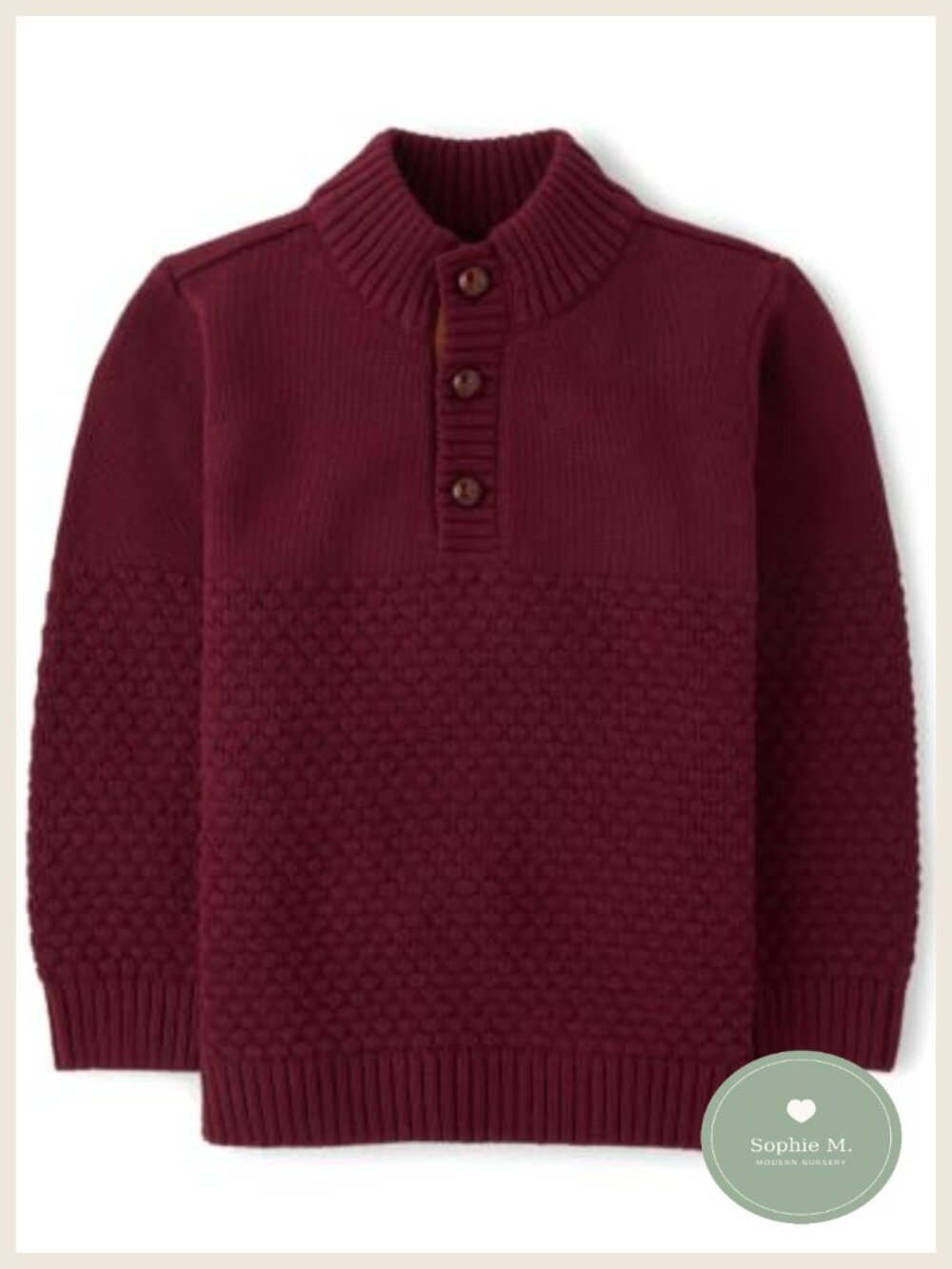 Boys Toddler Long Sleeve Mock Neck Pullover Sweater Button Placket